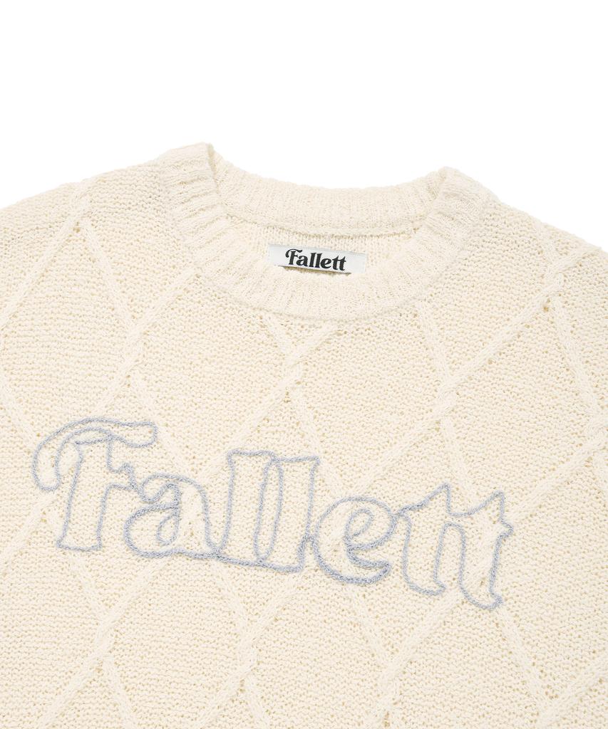 FALLETT Story Logo Argyle Summer Knit Ivory