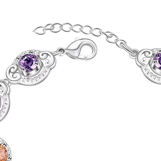 Damska Bransoletka Vintage Wielokolorowa Bransoletka z Cyrkoniami Elegancka Retro Bransoletka Biżuteria Prezent dla Żony Dziewczyny