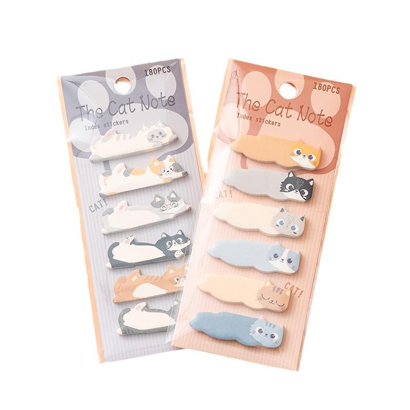 Cartoon Cat Sticky Notes Ins-Style Cute Index Tabs DIY Planner Classification Stickers Memo Message Reusable Sticky Notes