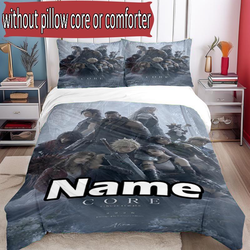 3pcs Duvet Cover Set (1*Duvet Cover + 2*Pillowcase, Without Core), Custom Name Final Fantasy Pattern Bedding Set, Home Bedroom Decor Gift
