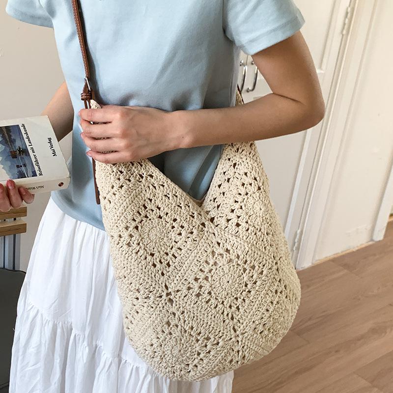 Künstlerische Woll-Tasche Umhängetasche Strandurlaub Durchbrochene Strandtasche