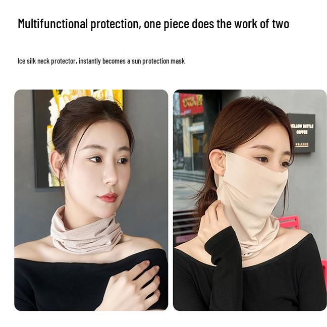 Women's UV Protection Ice Silk Neck Gaiter and Ear Loop Mask - Summer Windproof Scarf