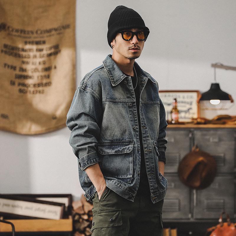 Men's Autumn 2024 Vintage Denim Workwear Jacket - Classic, Cool, Tough Style