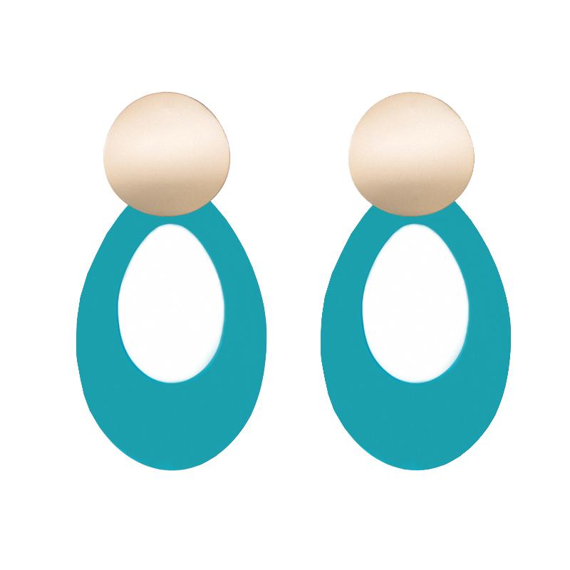 

New Korean Fashion Metal Gold Color Geometric Acrylic Statement Long Drop Earrings Pendientes Oval Earrings For Women Zircon зелений