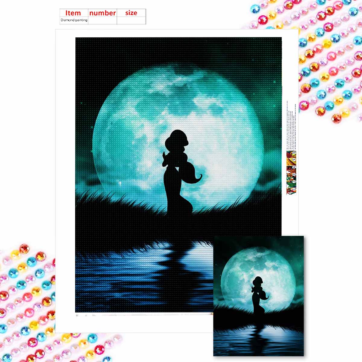 

Полная круглая алмазная живопись Загадочная принцесса Искусство Стразы Картина Мозаика Сделай сам 5D Вышивка крестом Вышивка Украшение для дома Round 20x30cm