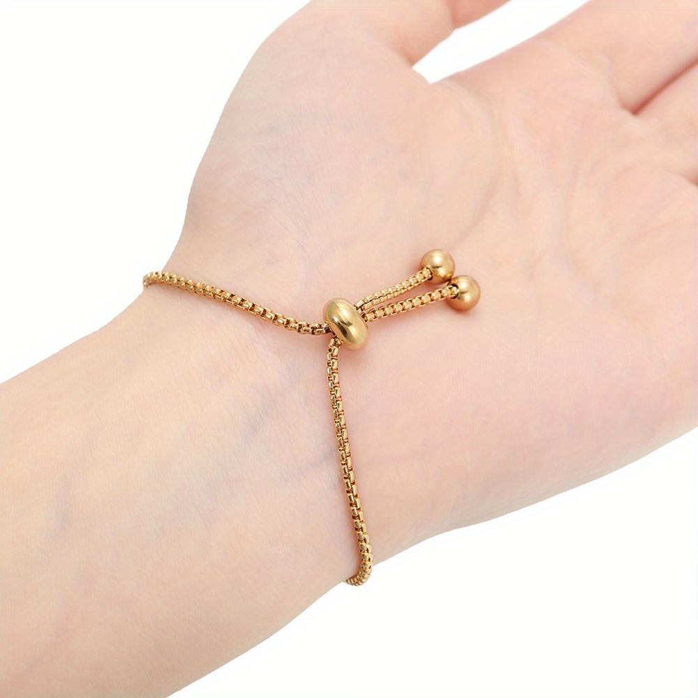 3Pcs/Lot Stainless Steel Slide Bracelets Adjustable Chains Bracelet with Rubber Beads for Jewelry Making Accessories