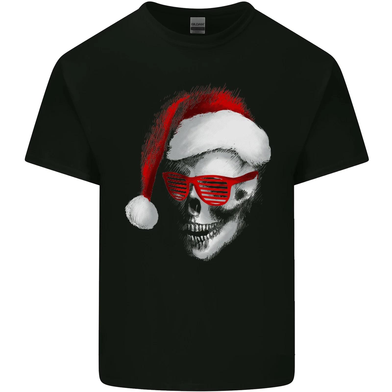 Santa Skull Wearing Shades Funny Christmas Kids T-Shirt Childrens M