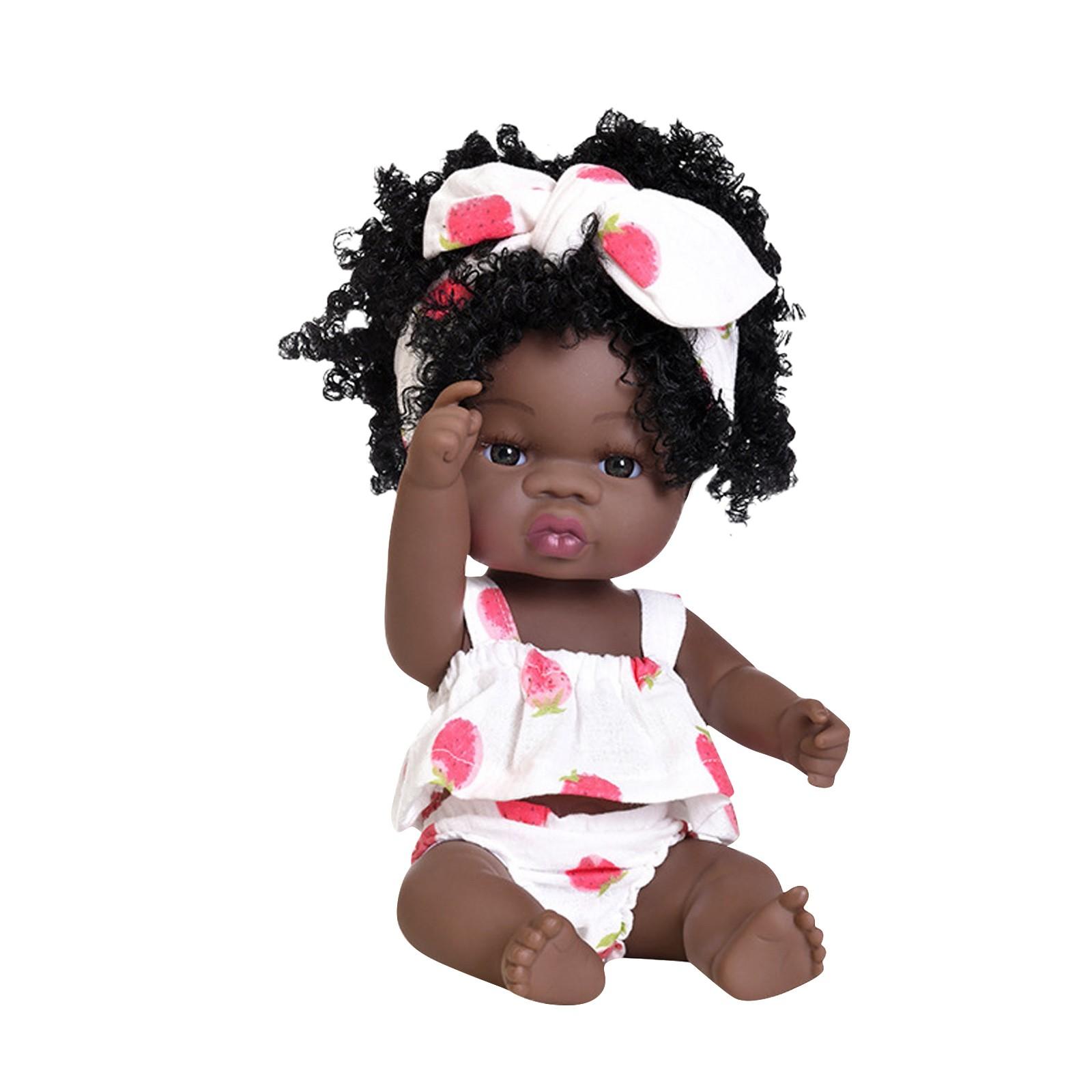 

(H0826)Черный африканский черный малыш милый кудрявый черный 13 дюймов виниловый ребенок рождественский подарок игрушка B