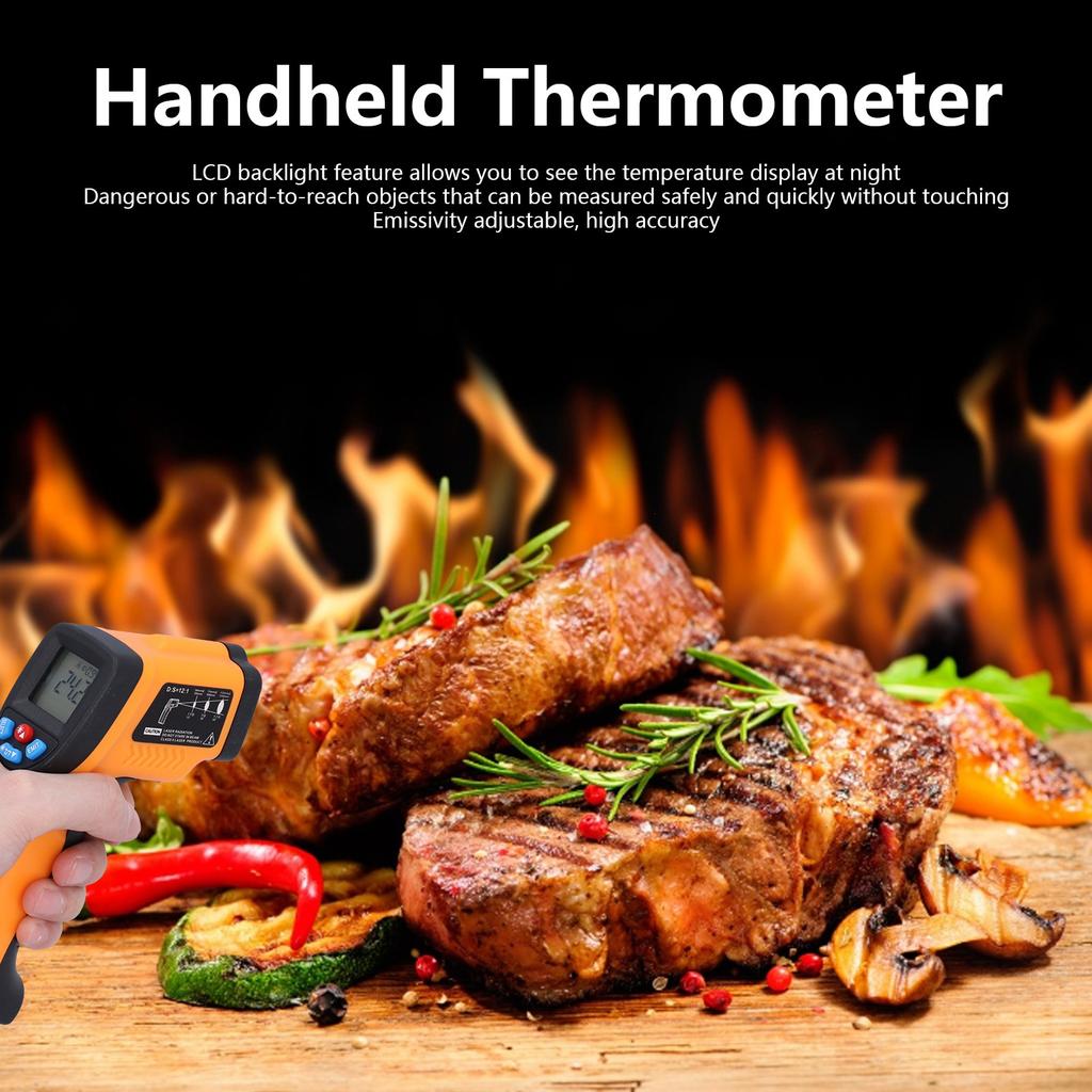 550 Infrared Thermometer Handheld Temperature Tester Digital NonContact Thermometer(Orange Yellow )