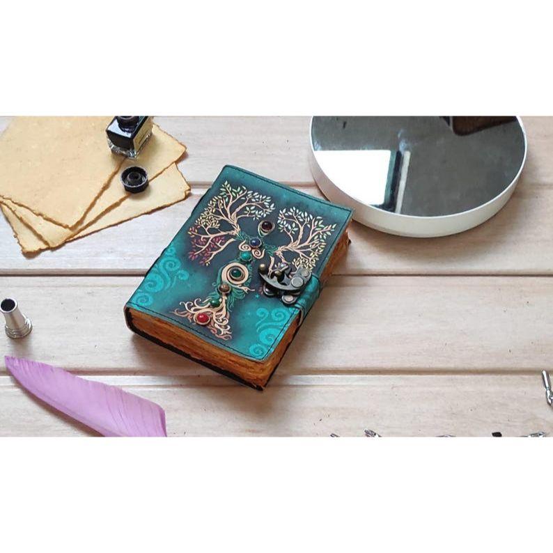 Mother of Earth - Seven Stone - Blank Spell - Book of Shadows - Handmade Grimoire Journal - Junk Journal - Tree of Life Journal