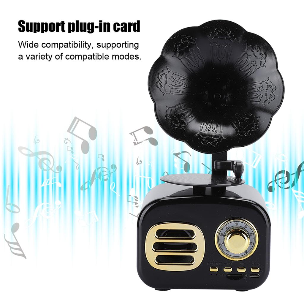 Mini Retro Bluetooth Smart Speaker Portable Loudspeaker Music Player for Desktop LaptopBlack