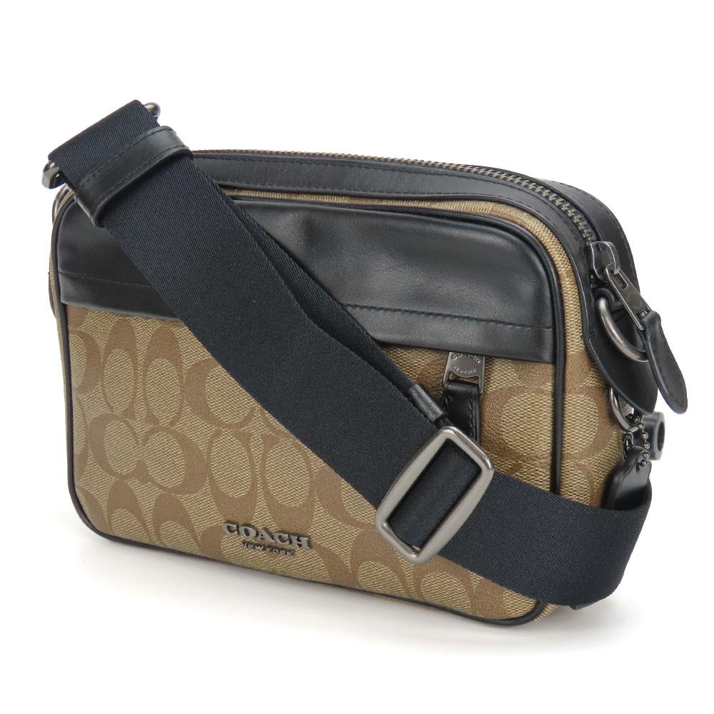 Used COACH Shoulder Bag F50715 Signature leather/PVC black Brown