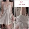 Sexy Cross Backless Deep V Seduction Lace Splicing Satin Nightdress Robe Women's Home Suit