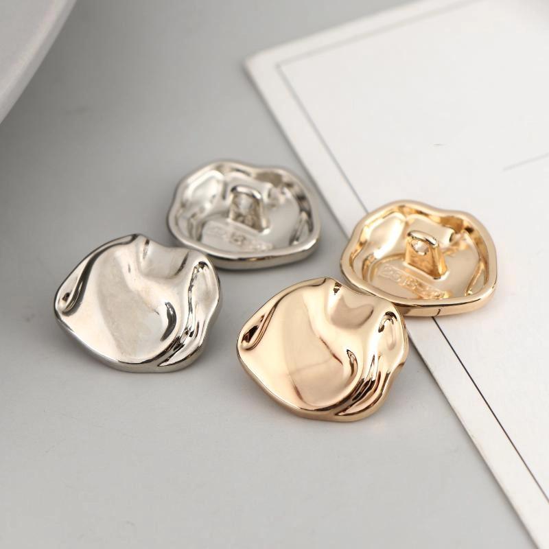 10pcs 15/ 20mm Irregularly Shaped Buttons Beautiful Gold/Silver Color Metal Shank Buttons Diy Crafts Clothing Sewing Accessories