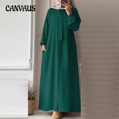 Women's Plus Size Solid Color Long-sleeved Fashion Lapel Loose Dress