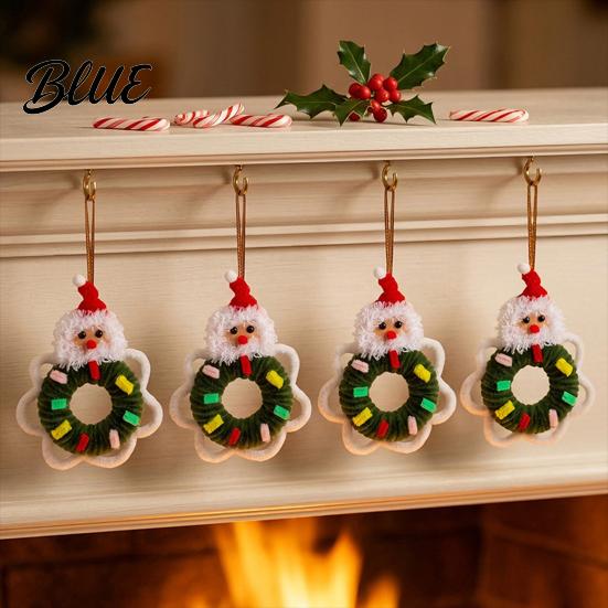 Holiday Door Decoration Handmade Pipe Cleaner Christmas Wreath Ornament Chenille Stems Mini Bow Bell Crafts with Bells for Window Fireplace