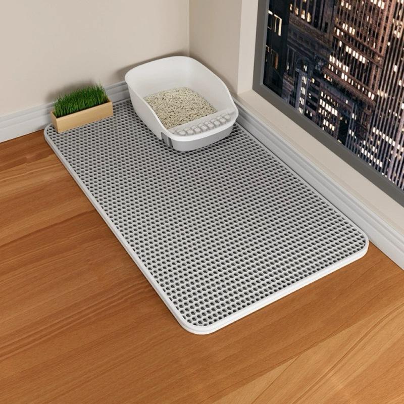 Dual-Layer EVA Cat Litter Mat - Anti-Scatter, Washable, Large Size for Effective Sand Control