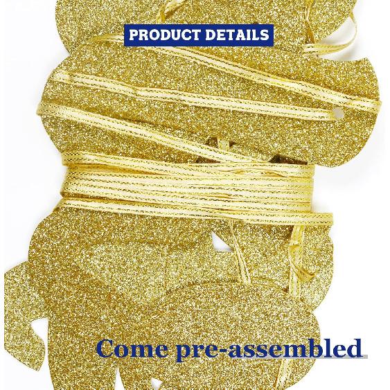 Welcome Gold Glitter Hanging Sign Banner- First Day of School, Classroom, Wedding, House, Home Decor (Gold)