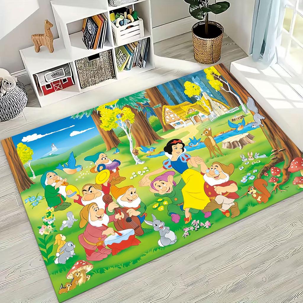 Snow White Princess Cartoon Fairy Tales Rug for Bedroom Living Room Sofa Home Doormat Decor, Large Kids Play Non-slip Floor Mat