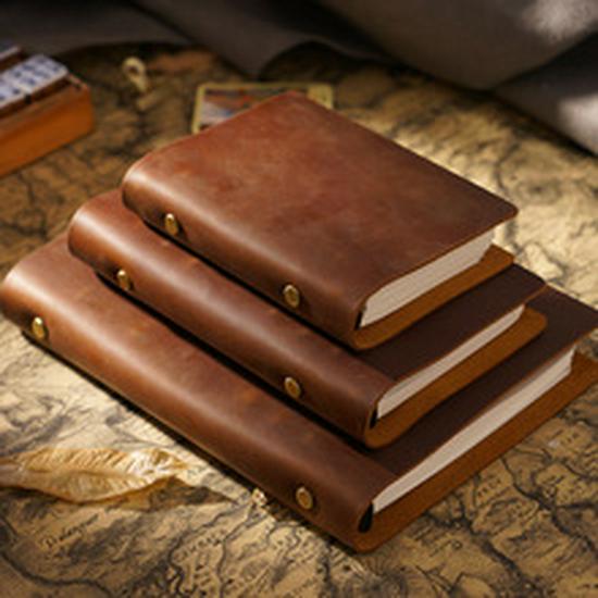 A5 Vintage Handmade European Style Notebook & A6 Diary, A7 Loose-Leaf Cowhide Notepad for Office and Business Use.