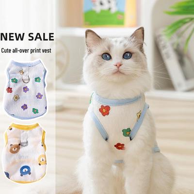 Frühlings-/Sommer-Netz-Katzenweste: Niedlicher Allover-Druck für Ragdoll, British & American Shorthair