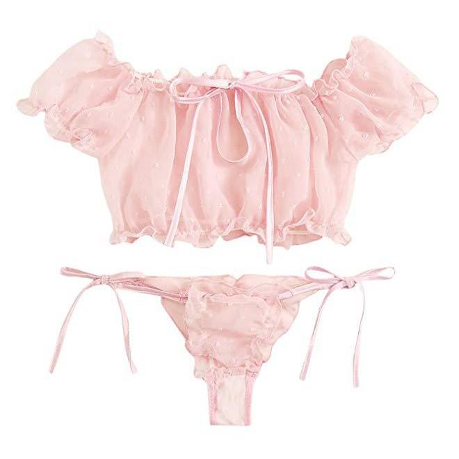 European and American Sexy Off-the-Shoulder Lingerie Set