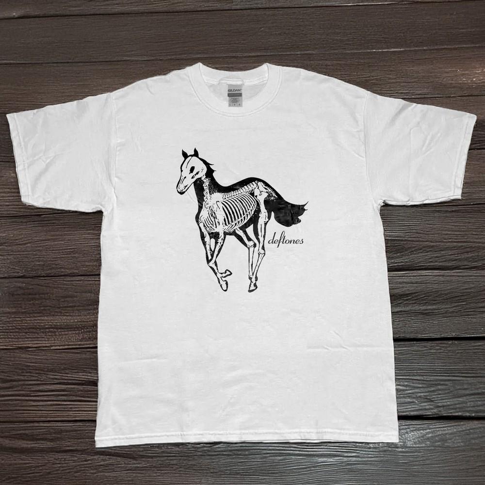 NEW Deftones White Pony Skeleton Horse TShirt  Rock Band Graphic White Cotton  Unisex T-Shirt XXL