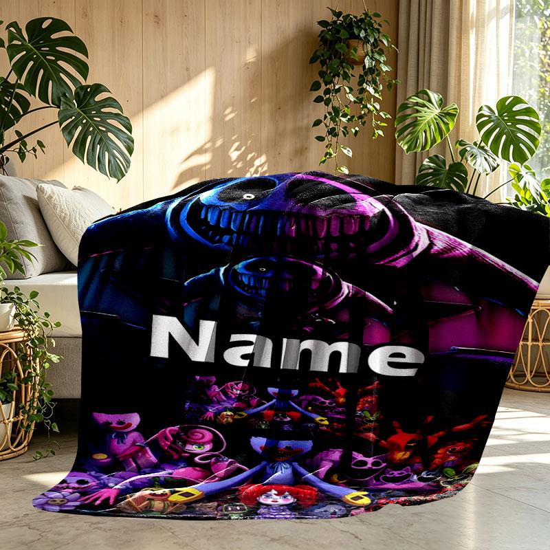 Custom Name Personalized Poppy Playtime Print Blanket, Home Decor, Bedroom, Sofa, Camping, Couch, Gifts for Birthday Christmas