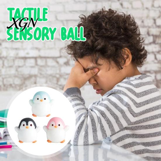 Bright Color Squeeze Toy with Cuet Penguin Shape Fidget Stress Relief TPR Material Sensory Soft Figure for Kids Teens Adults Cute Animal