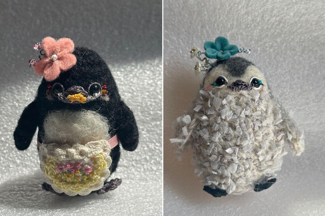 

[USED] xooxlife Artist Teddy Bear Handmade Stuffed Wool Embroidered Penguin