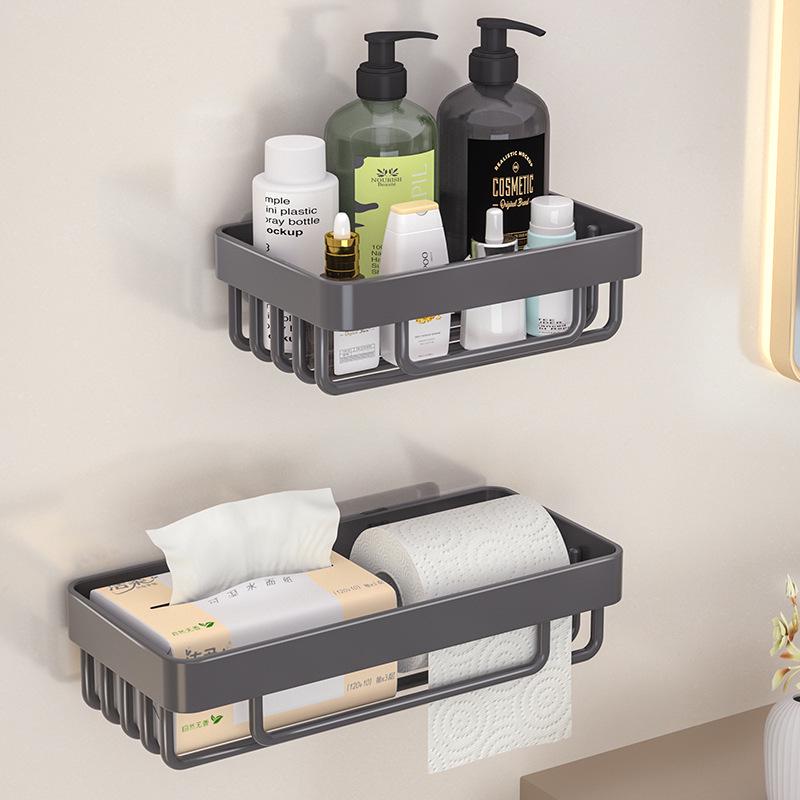 Wire Basket Toilet Paper Holder & Shelf - No Drill, Wall-Mounted Tissue Box for Bathroom Rolls and Folded Paper
