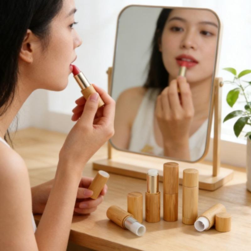 5gBamboo Lipstick Tube Lip Gross Containe DIY Refillable Bottle Eco-friendly Biodegradable Lipstick Bottler Empty Tube Container