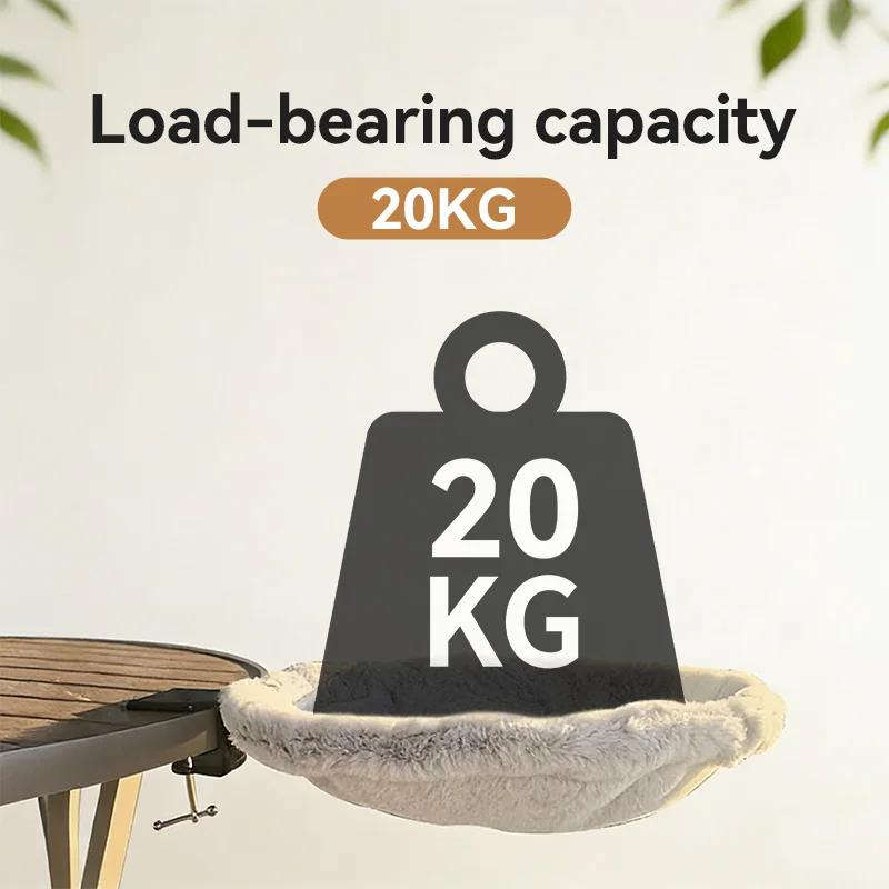 Bordskatt-Hängmatta Säng för Kontorsbord 20KG Lastkapacitet Mjuk Plysch Husdjurspinne med Justerbar Klämma