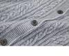 Korean Style Cable Knit Round Neck Cardigan: Single-Breasted, Loose, Warm Winter Sweater Coat