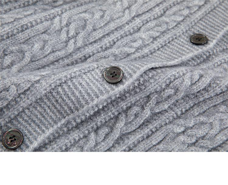 Korean Style Cable Knit Round Neck Cardigan: Single-Breasted, Loose, Warm Winter Sweater Coat