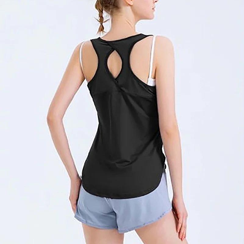 Women Summer Quick Dry Tank Top Thin Section Mesh Backless Loose Versatile Camisole Yoga Sports T-Shirt Fitness Running Vest