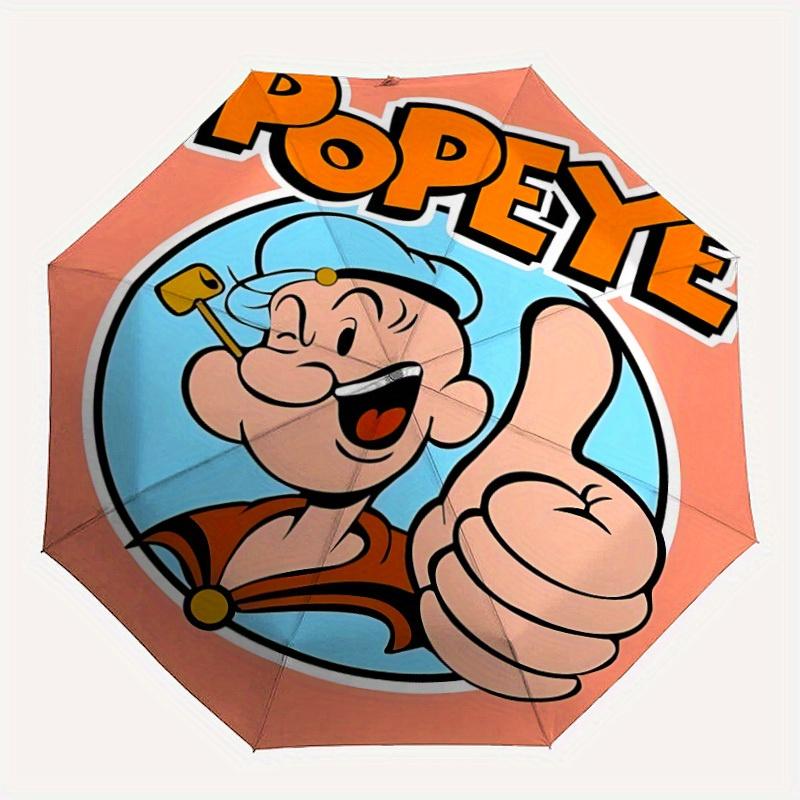 

1pc Popeye Logo Home Essential Cute Cartoon Umbrella, Portable Folding Umbrella with Durable Iron Frame 8 Ribs, 055