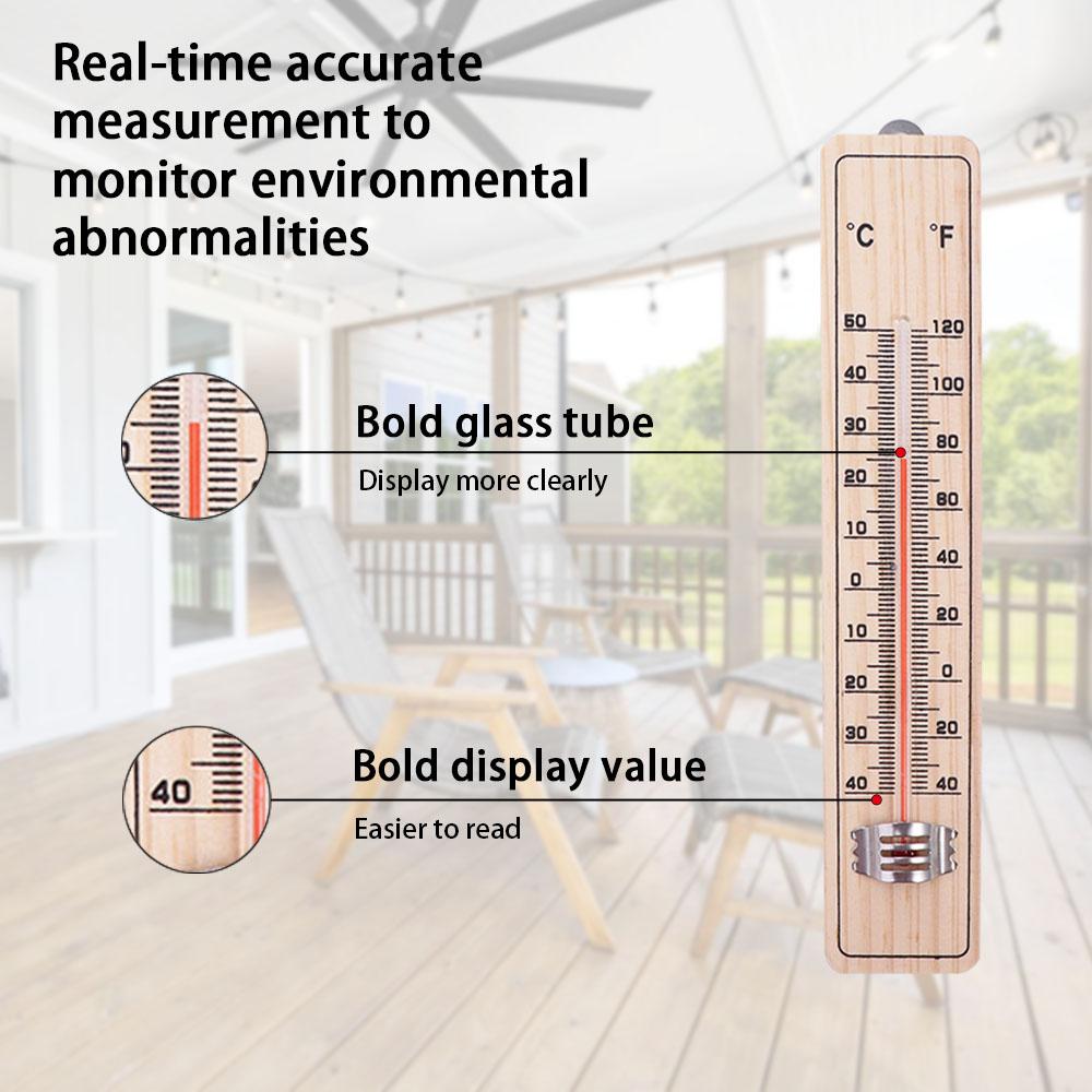 Clear Wooden Thermometer Wall-Mounted Temperature Monitor Measuring Tool Temperature Gauge  Outdoor