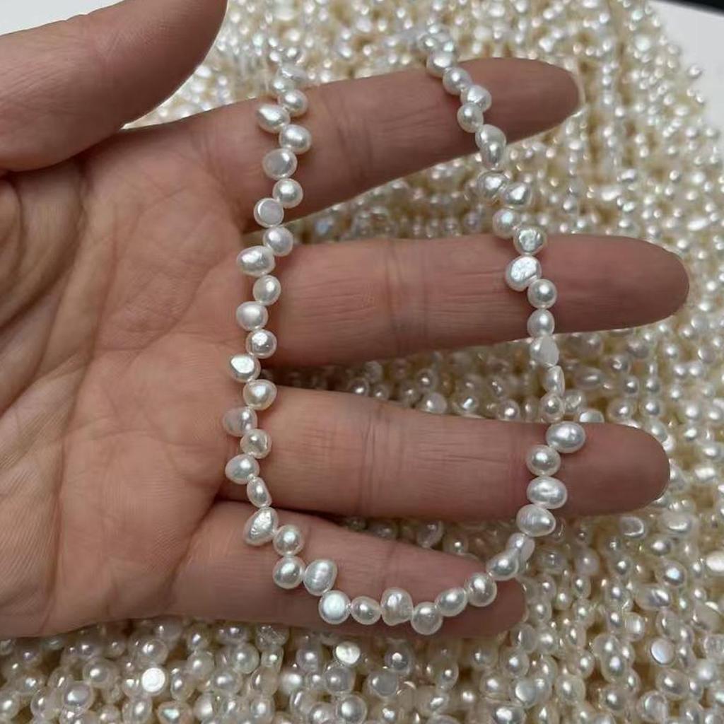 Top Sided Drilled Hole Pearl 4-5mm, Elegant White Natural Freshwater Pearl Beads for DIY Necklace, Bracelet, Anklet Accessories, Jewelry Making, 36cm
