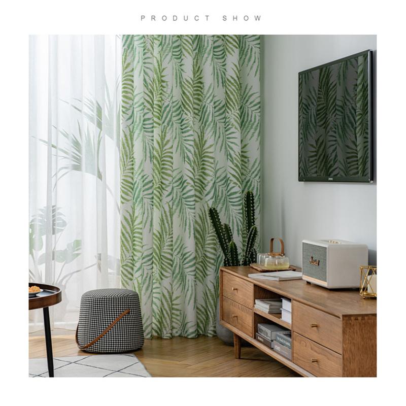Vintage Garden Fresh Plant Leaves Living Room Study Bedroom Curtain Gauze Curtain Window Curtain Decor