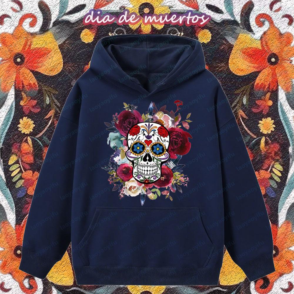 Dia De Los Muertos Spanish Vintage Clothing Flower Skeleton Creative Design Hoodies Sugar Skull Men Women Festival Costumes