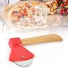Pizzamesser 430 Stahl PP Bambusgriff Ergonomisch Rund Axt Pizzaschneider für Zuhause Restaurants