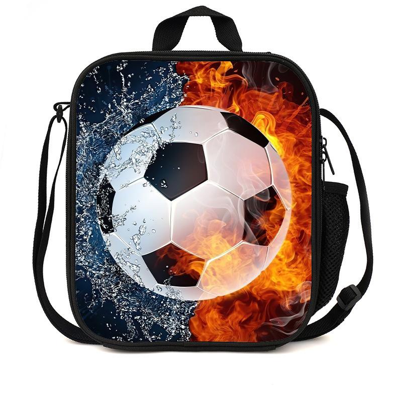 Football Basketball Pattern Children'S Lunch Bag Elementary School Lunch Box Bag Fashion Trend Boys' Lunch Bag