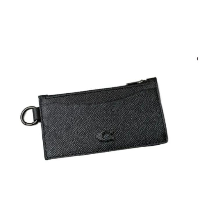 COACH Cross Grain Leather Clutch Card Holder , Wallet Women's Black (Unisex) Card Holders CJ879 BLK