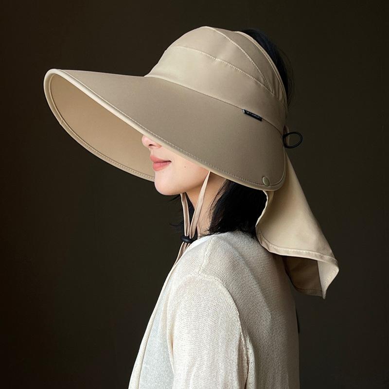 

Wide Brim Open Top Sun Hat for Women - New Summer Lightweight & Foldable Outdoor Sun Hat with Face and Neck Protection Adjustable хакі