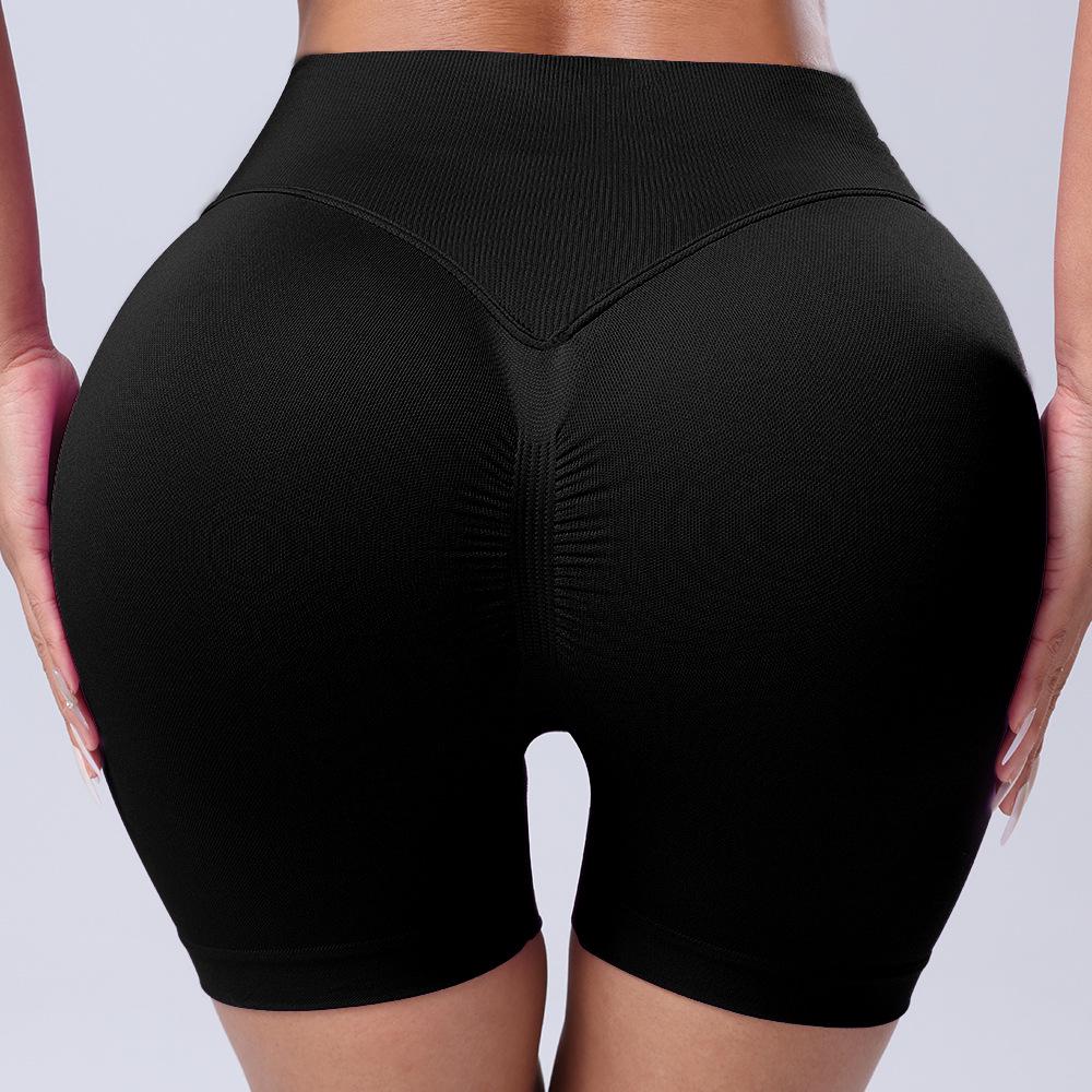 Seamless Cross-Waist Breathable Peach-Lift Yoga Shorts - Quick-Drying Athletic Three-Point Design