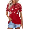 Women's Fashion Casual Lapel Short Sleeve Christmas Print Shirt Women's Button Up Tops