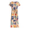Elegant Floral Summer Dress for Women - Mid-Length, Loose Fit, Plus Size, Tummy Concealing, Cotton Silk Blend