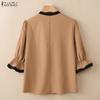 ZANZEA Camicetta casual da donna con scollo rotondo e maniche corte