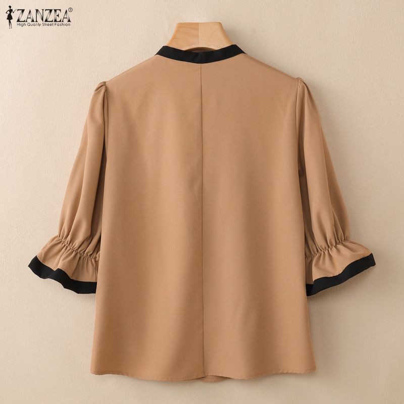 ZANZEA Camicetta casual da donna con scollo rotondo e maniche corte